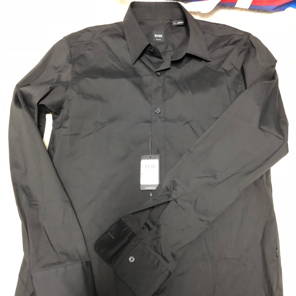 Men’s black button down dress shirt